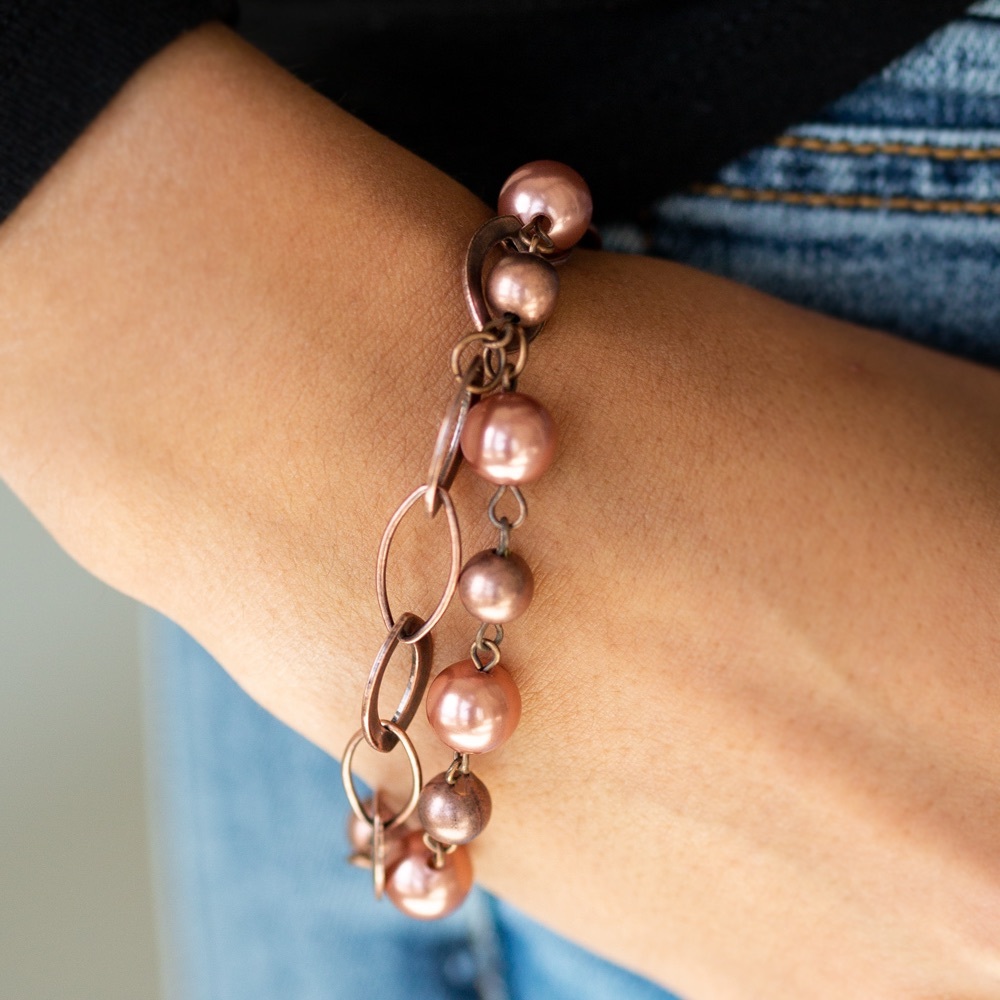 💙Copper Pearl Necklace Set with Bracelet - Picture 6 of 6